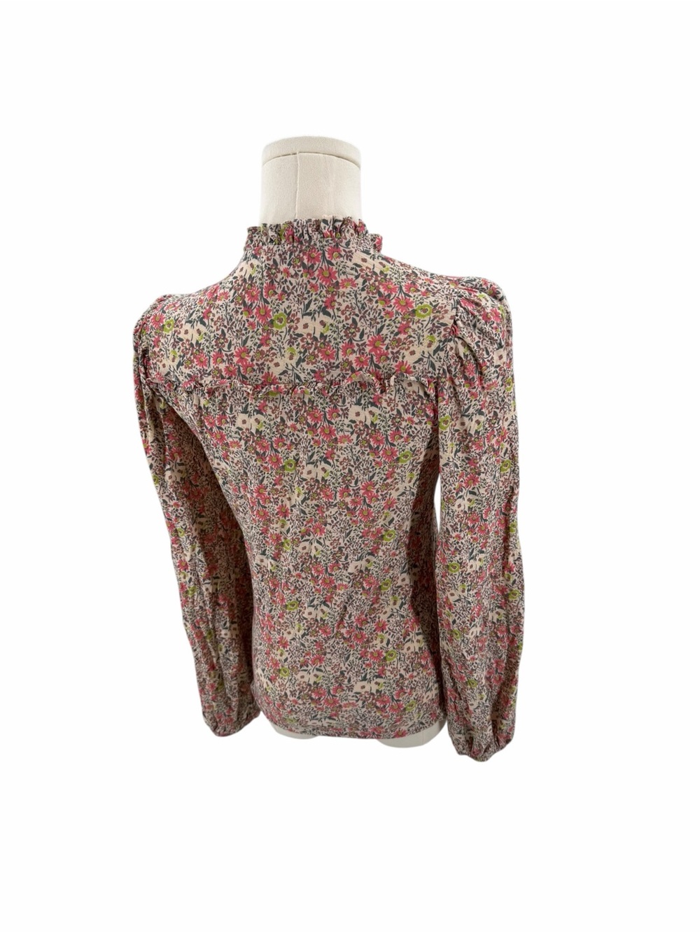 Nation Ltd Floral Ruffle Claudine Yoked Tee Superbloom Pink Bohemian Dainty Sz S - Picture 3 of 13